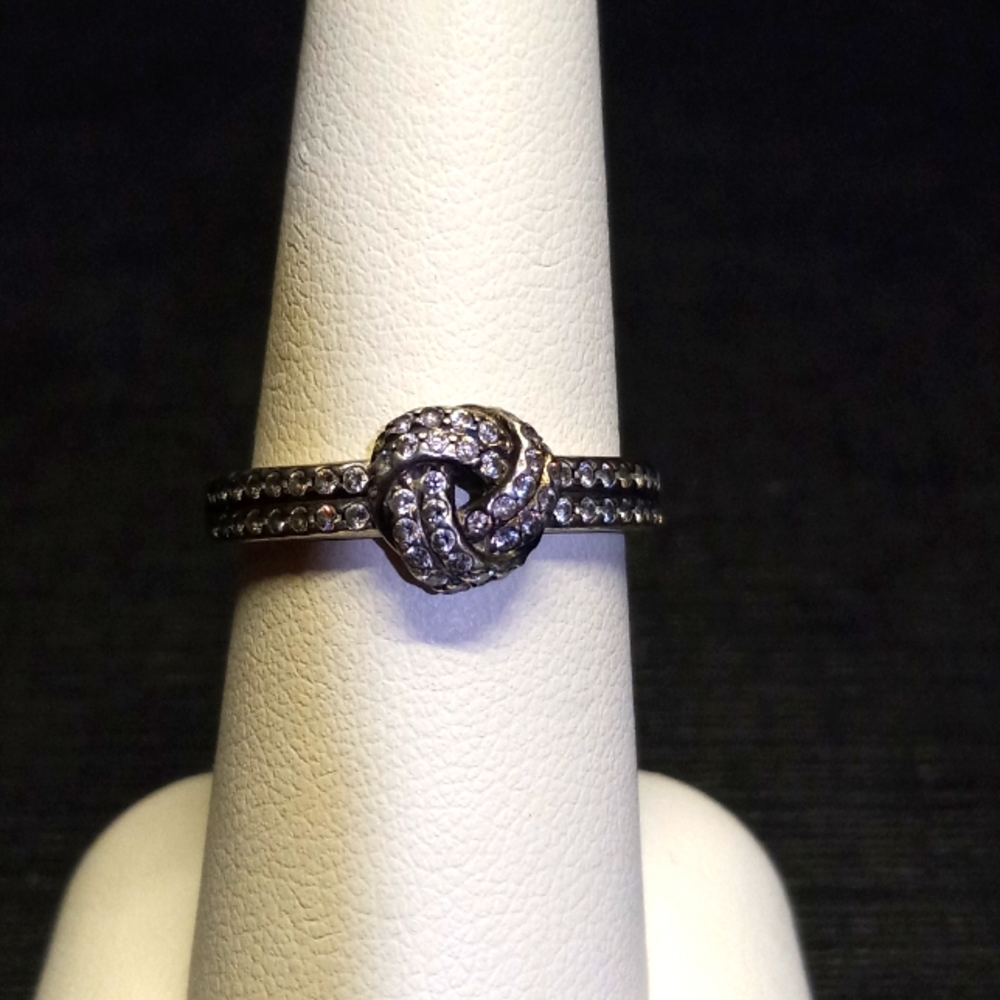 Sterling Silver Pandora Shimmering Knot CZ Ring